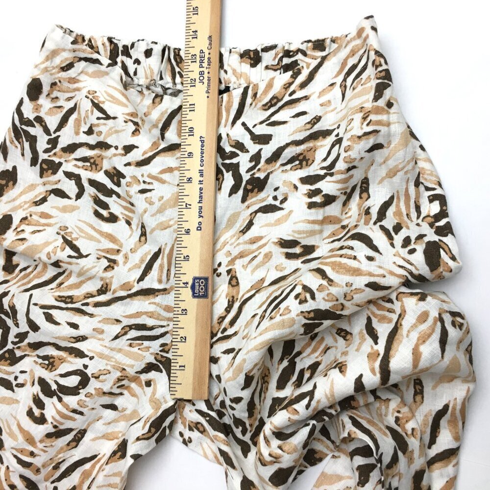 NEW Tahari Women's Brown & Ivory Print Linen Pants Wide Leg Side Zipper Medium - Picture 7 of 9